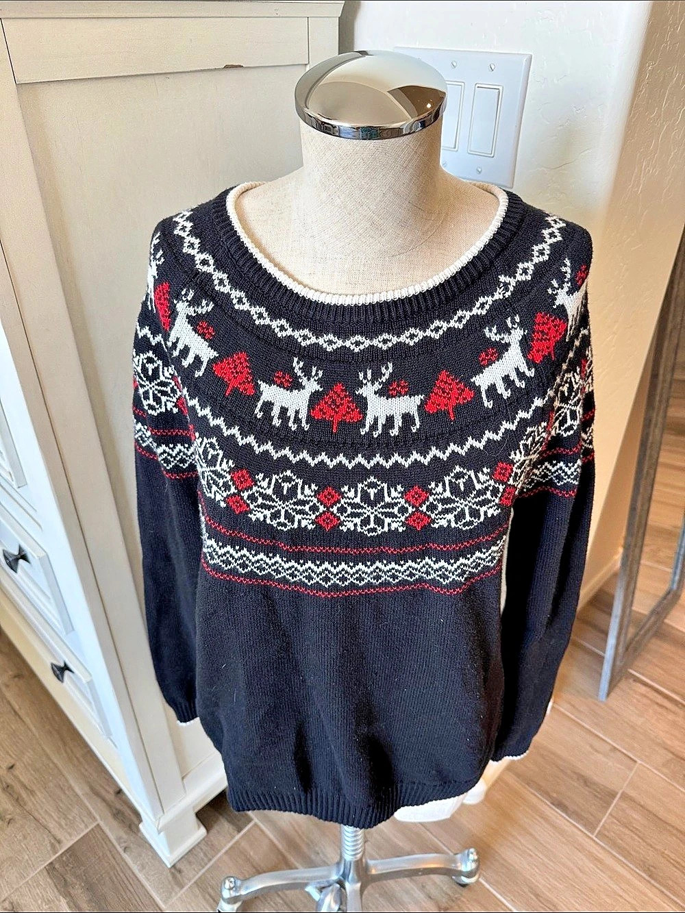 Charter Club L Fair Isle Reindeer Christmas Holiday Sweater Holiday Sweater